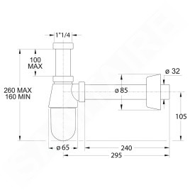 Sapho Siphones Bonomini - Siphon de lavabo Thermotrap, sortie d'évacuation 32 mm, chrome 0570EC25K7