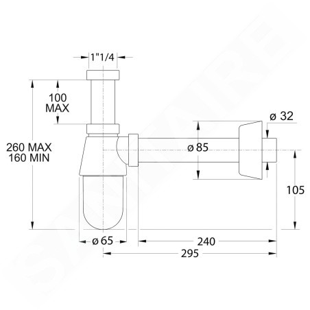 Sapho Siphones Bonomini - Siphon de lavabo Thermotrap, sortie d'évacuation 32 mm, chrome 0570EC25K7
