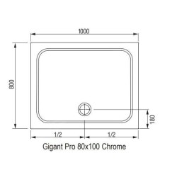 Ravak Galaxy Pro Chrome - Receveur de douche Gigant Pro-100 chrome, 1000x800 mm, blanc XA04A401010