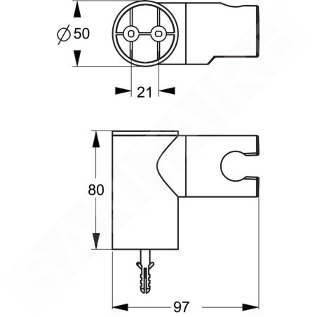 Ideal Standard Idealrain - Support de douche rotatif, pour douchettes à main Idealrain M & S, chrome B9468AA