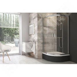 Ravak Blix - Cabine de douche carrée en quatre parties BLCP4-90 Sabina, 880-900 mm, aluminium brillant/verre transparent