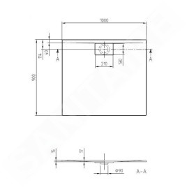 Villeroy & Boch Architectura MetalRim - Receveur de douche, 900x1000 mm, anthracite UDA1090ARA215V-1S
