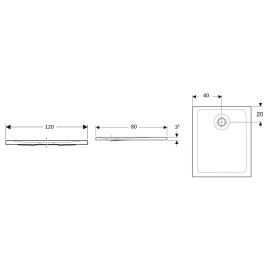 Geberit Nemea - Receveur de douche 1200x800 mm, blanc brillant 550.575.00.1