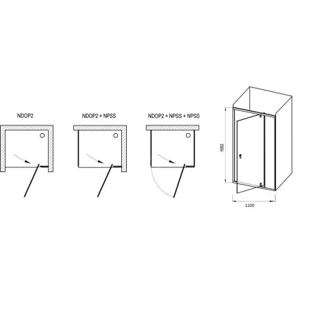 Ravak Nexty - Porte de douche pivotante 1100 mm, chrome/verre clair 03OD0C00Z1