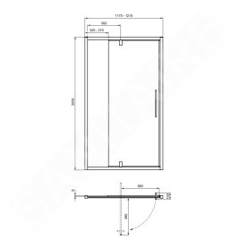 Ideal Standard i.Life - Porte de douche pivotanteante 1200 mm, silver bright / verre clair T4939EO