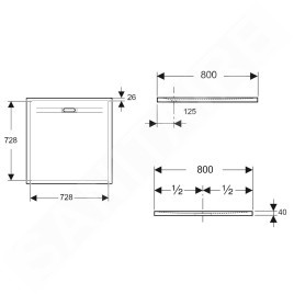 Geberit Sestra - Receveur de douche 800x800 mm, gris 550.291.00.2