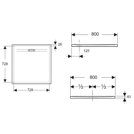 Geberit Sestra - Receveur de douche 800x800 mm, graphite 550.292.00.2