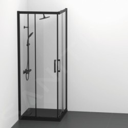 Ideal Standard Connect 2 - Porte de douche coulissante, 2 battants, 800 mm, noir / verre clair K9259V3
