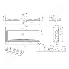 Sapho Orinoko - Lavabo 1000x420 mm, marbre coulé, blanc OR100