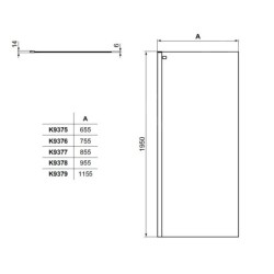 Ideal Standard Connect 2 - Paroi de douche Wetroom  1200 mm, noir / verre clair K9379V3