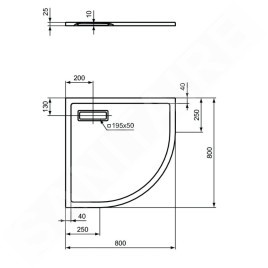 Ideal Standard Ultra Flat New - Receveur de douche, quart de cercle 900x900 mm, blanc T449201