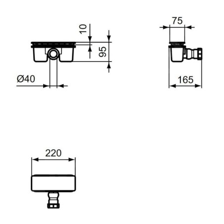 Ideal Standard Ultra Flat New - Garniture de vidage pour les receveurs, noir T4493V3