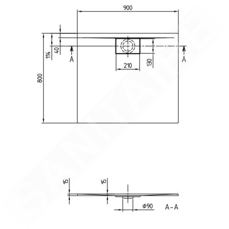 Villeroy & Boch Architectura - Receveur de douche, 900x800 mm blanc alpin UDA9080ARA215V-01