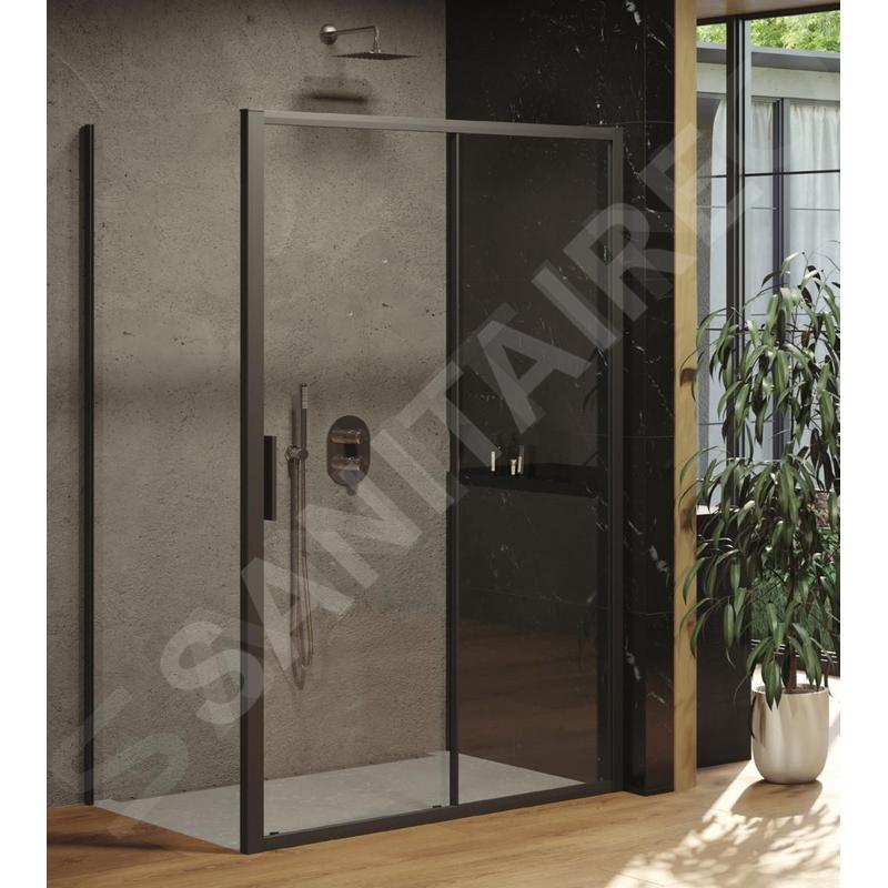 Ravak Blix - Paroi de douche BLSPS-90, 885-900 mm, noir/verre clair X9BM70300Z1