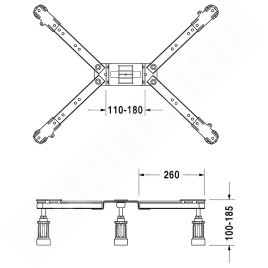 Duravit Accessoires - Pieds, pour receveur de douche, longueur jusqu'à 1000 mm, hauteur de 100-185 mm 790102000000000