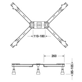 Duravit Accessoires - Pieds, pour receveur de douche, longueur plus de 1000 mm, hauteur de 85-105 mm 790101000000000