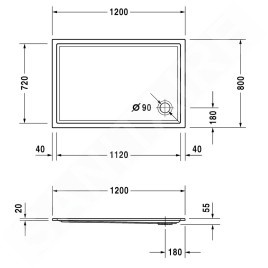 Duravit Starck Slimline - Receveur de douche1200x800 mm, blanc 720121000000000