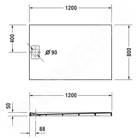 Duravit Stonetto - Receveur de douche1200x800 mm, blanc 720148380000000