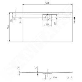 Villeroy & Boch Architectura MetalRim - Receveur de douche, 700x1200 mm, VilboGrip, blanc alpin UDA1270ARA215GV-01