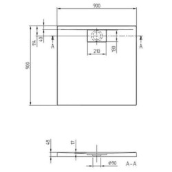 Villeroy & Boch Architectura MetalRim - Receveur de douche, 900x900 mm, Stone White UDA9090ARA148V-RW