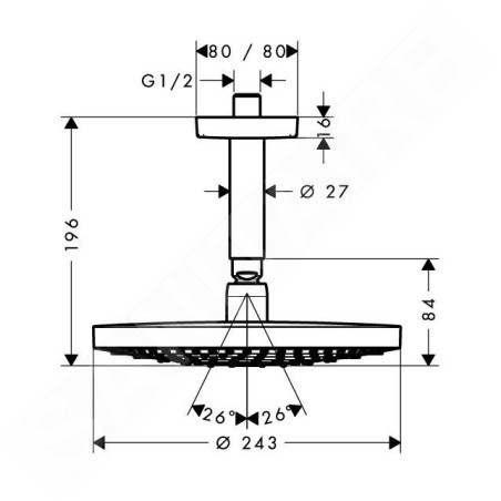 Hansgrohe Raindance Select S - Douche de tête 240, 2 jets, bras de douche 100 mm, chrome 26467000