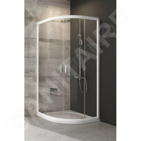 Ravak Blix - Cabine de douche quart de rond BLCP4-90, 880-900 mm, blanc/verre clair 3B270100Z1