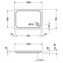 Duravit D-Code - Receveur de douche 1000x700 mm, blanc alpin 720093000000000