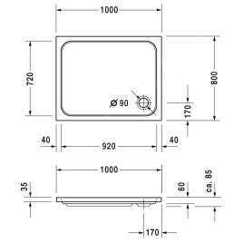 Duravit D-Code - Receveur de douche 1000x800 mm, blanc alpin 720106000000000