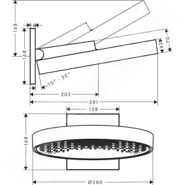 Hansgrohe Rainfinity - Douche de tête 360 avec raccord mural, 1jet, aspect doré poli 26230990