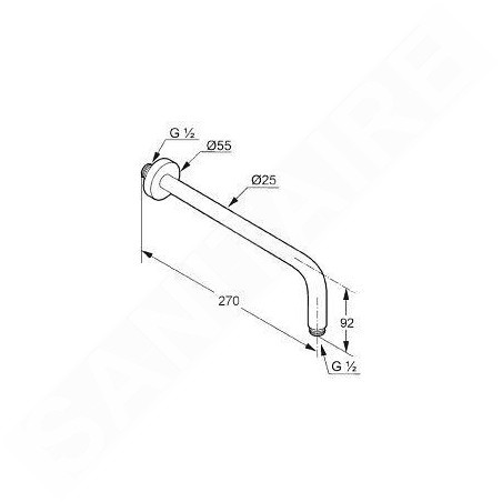 Kludi A-Qa - Bras de douche 250 mm, chrome 6651305-00
