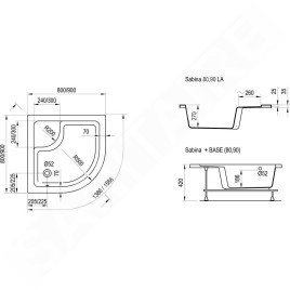 Ravak Minivana - Receveur de douche profond Sabina 90-LA, 900x900 mm, AntiBac, blanc A217001020