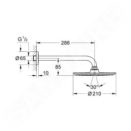 Grohe Rainshower - Douche de tête Cosmopolitan, diamètre 210 mm, bras de douche 286 mm, chrome 26052000