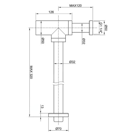 Sapho Minimal - Siphon de lavabo 1 1/4", inox MI036
