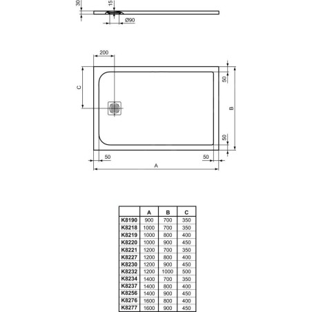 Ideal Standard Ultra Flat S - Receveur de douche 1200x800 mm, noir K8227FV