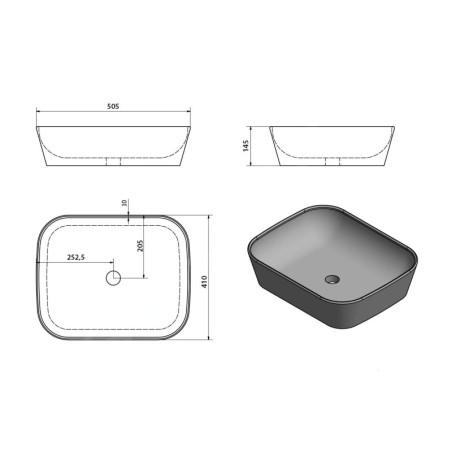 Sapho Lavabos - Lavabo Lira 505x410 mm, sans trou pour robinet, sans trop-plein, blanc AR419