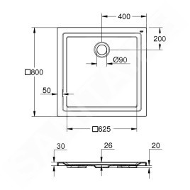 Grohe Receveurs - Receveur de douche en acrylique 800x800 mm, blanc alpin 39302000