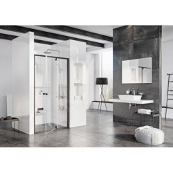 Ravak Pivot - Porte de douche pivotante en deux parties PDOP2-100, 961-1011 mm, noir/verre 03GA0300Z1