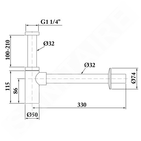 Sapho Siphons - Siphon de lavabo 1 1/4, sortie d'évacucation 32 mm, chrome SI511