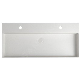 Sapho Quadrado - Lavabo double sur plan, 960x440 mm, avec 2 trous pour les mitigeurs, grès blanc AR475