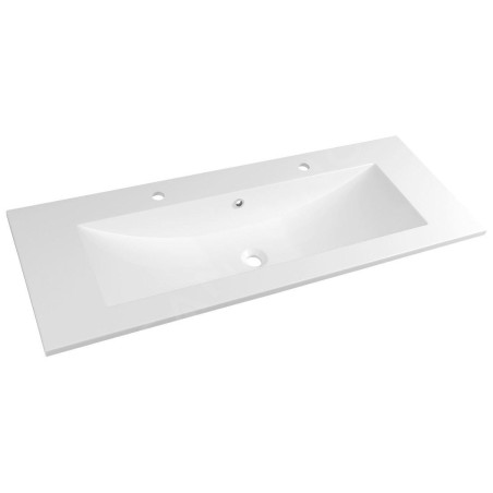 Sapho Yukon - Double-lavabo 1200x450 mm, avec trop-plein, 2 trous pour robinet, blanc YU122
