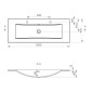 Sapho Yukon - Double-lavabo 1200x450 mm, avec trop-plein, 2 trous pour robinet, blanc YU122