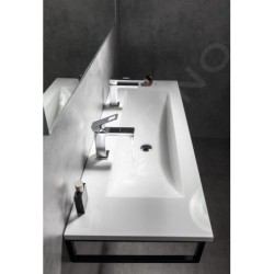 Sapho Yukon - Double-lavabo 1200x450 mm, avec trop-plein, 2 trous pour robinet, blanc YU122