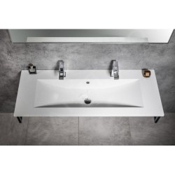 Sapho Yukon - Double-lavabo 1200x450 mm, avec trop-plein, 2 trous pour robinet, blanc YU122
