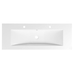 Sapho Yukon - Double-lavabo 1200x450 mm, avec trop-plein, 2 trous pour robinet, blanc YU122