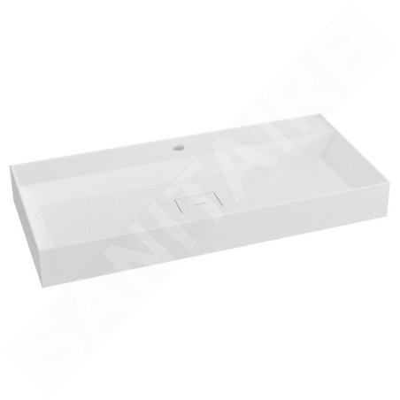 Sapho Godiva - Lavabo 960x440 mm, sans trop-plein, trou pour robinetterie, blanc GU096