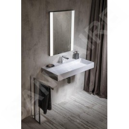Sapho Godiva - Lavabo 960x440 mm, sans trop-plein, trou pour robinetterie, blanc GU096