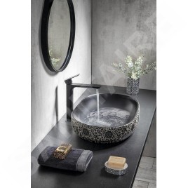 Sapho Priori - Vasque, 600x400 mm, sans trop-plein, noir avec motif PI026