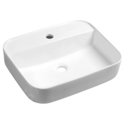Sapho Lavabos - Lavabo à poser, 500x400 mm, avec un trou pour robinet, sans trop-plein, blanc AR452