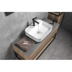 Sapho Lavabos - Lavabo à poser, 500x400 mm, avec un trou pour robinet, sans trop-plein, blanc AR452
