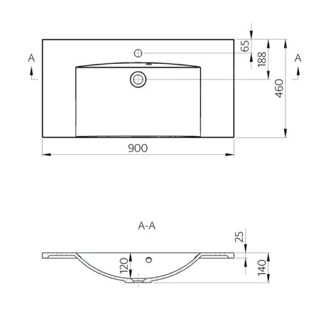 Sapho Maria - Meuble-lavabo 900x460 mm, marbre coulé, blanc MA090